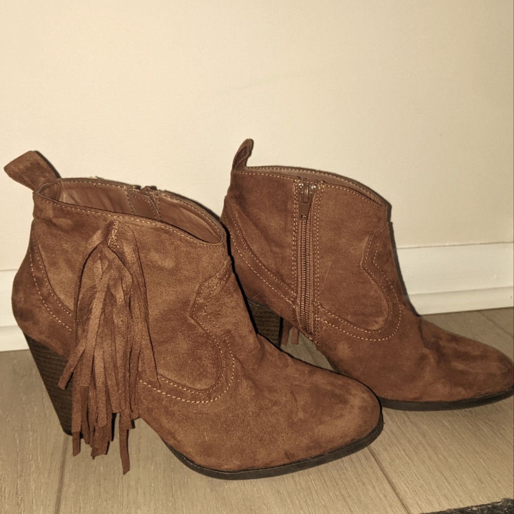 Brown suede ankle boots